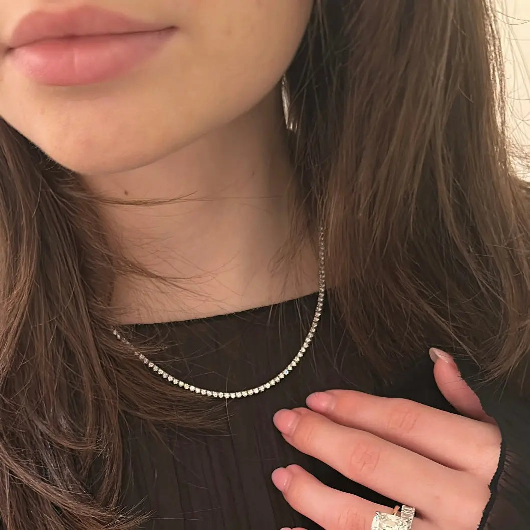 3 Prong Diamond Tennis Necklace