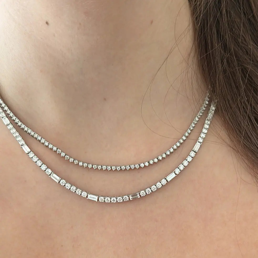 3 Prong Diamond Tennis Necklace