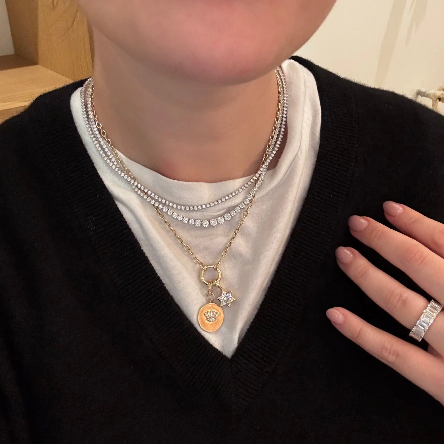 3 Prong Diamond Tennis Necklace