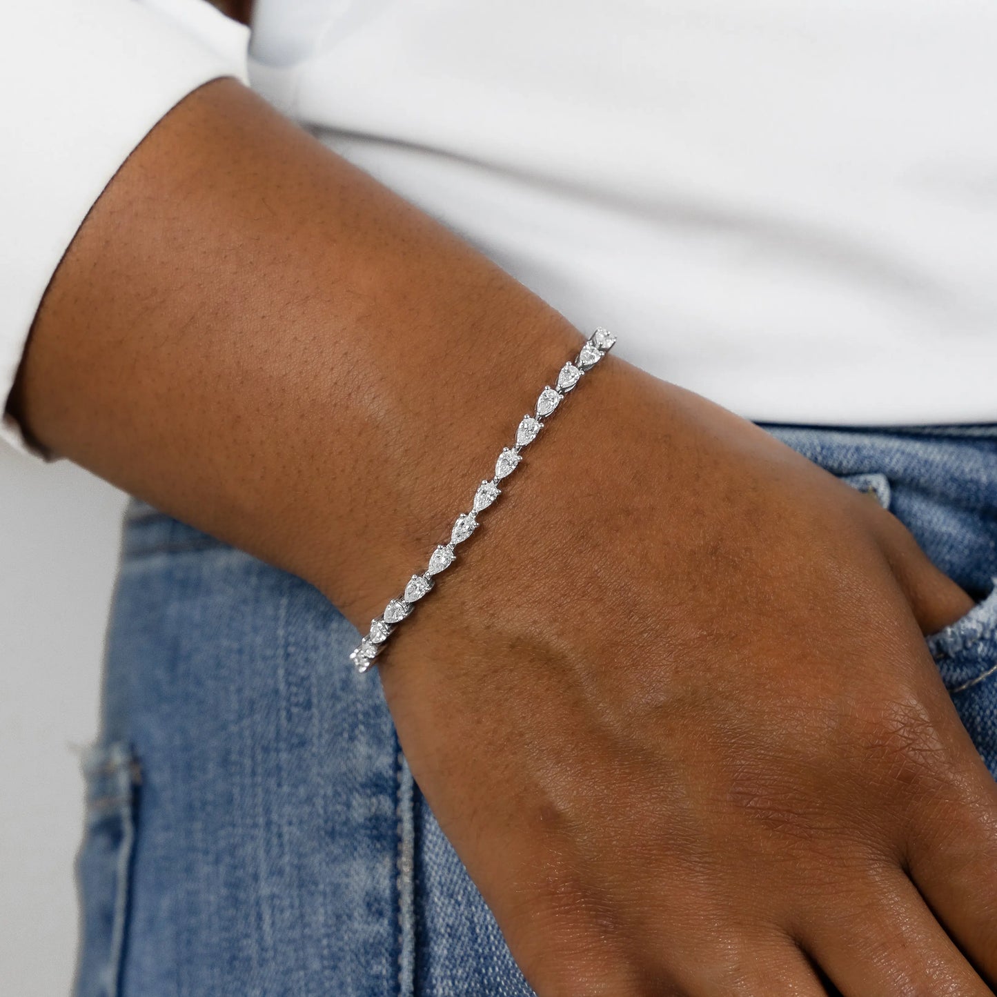 Horizontal Pear Tennis Bracelet