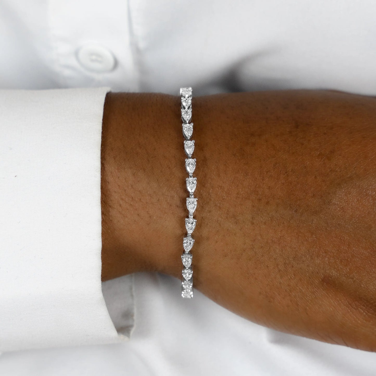 Horizontal Pear Tennis Bracelet