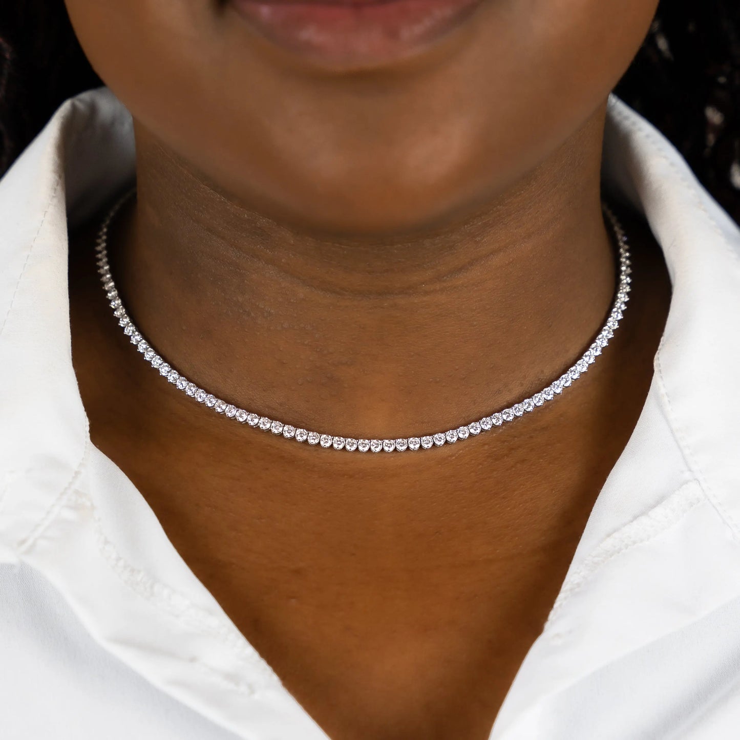 3 Prong Diamond Tennis Necklace