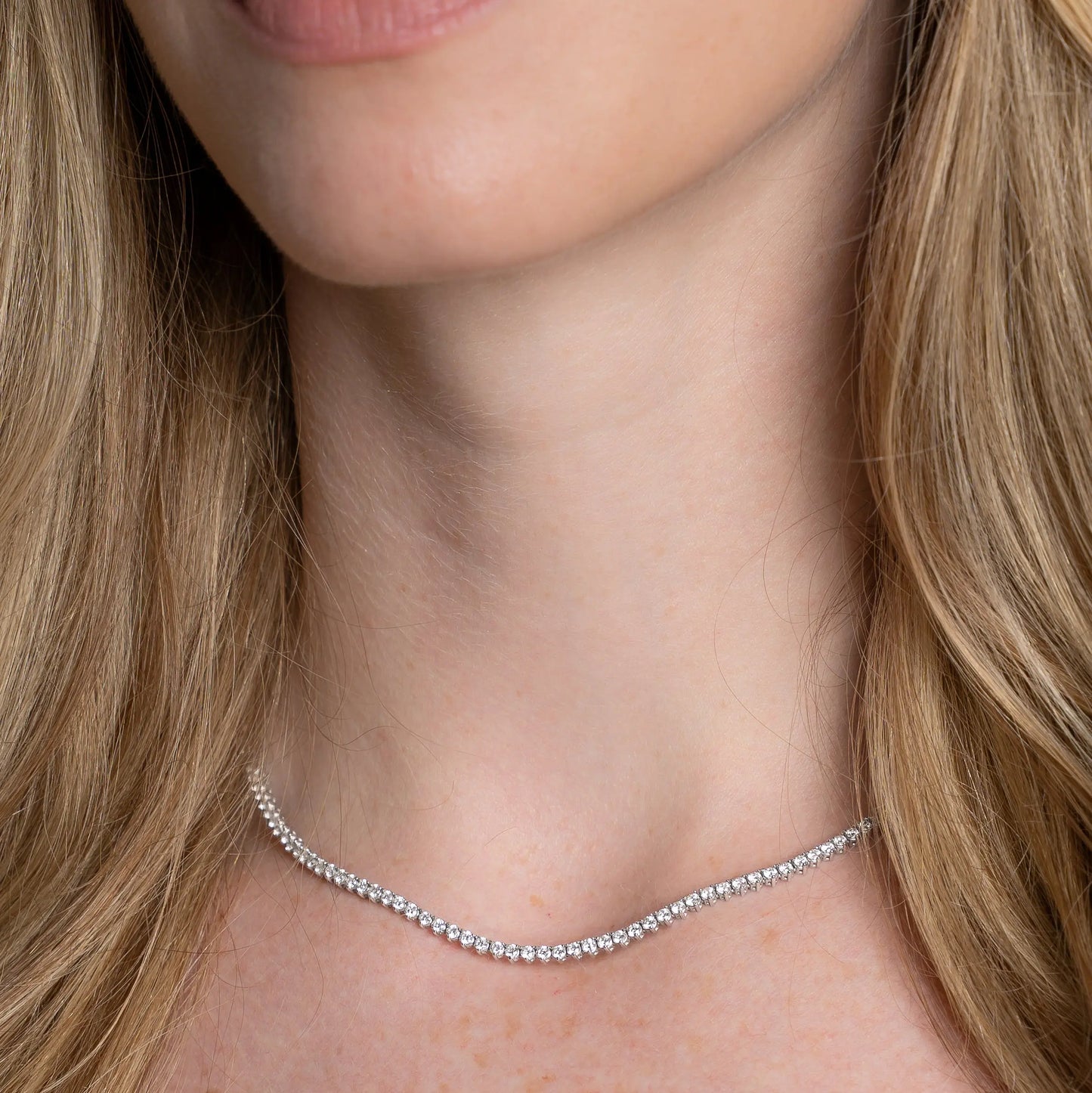 3 Prong Diamond Tennis Necklace