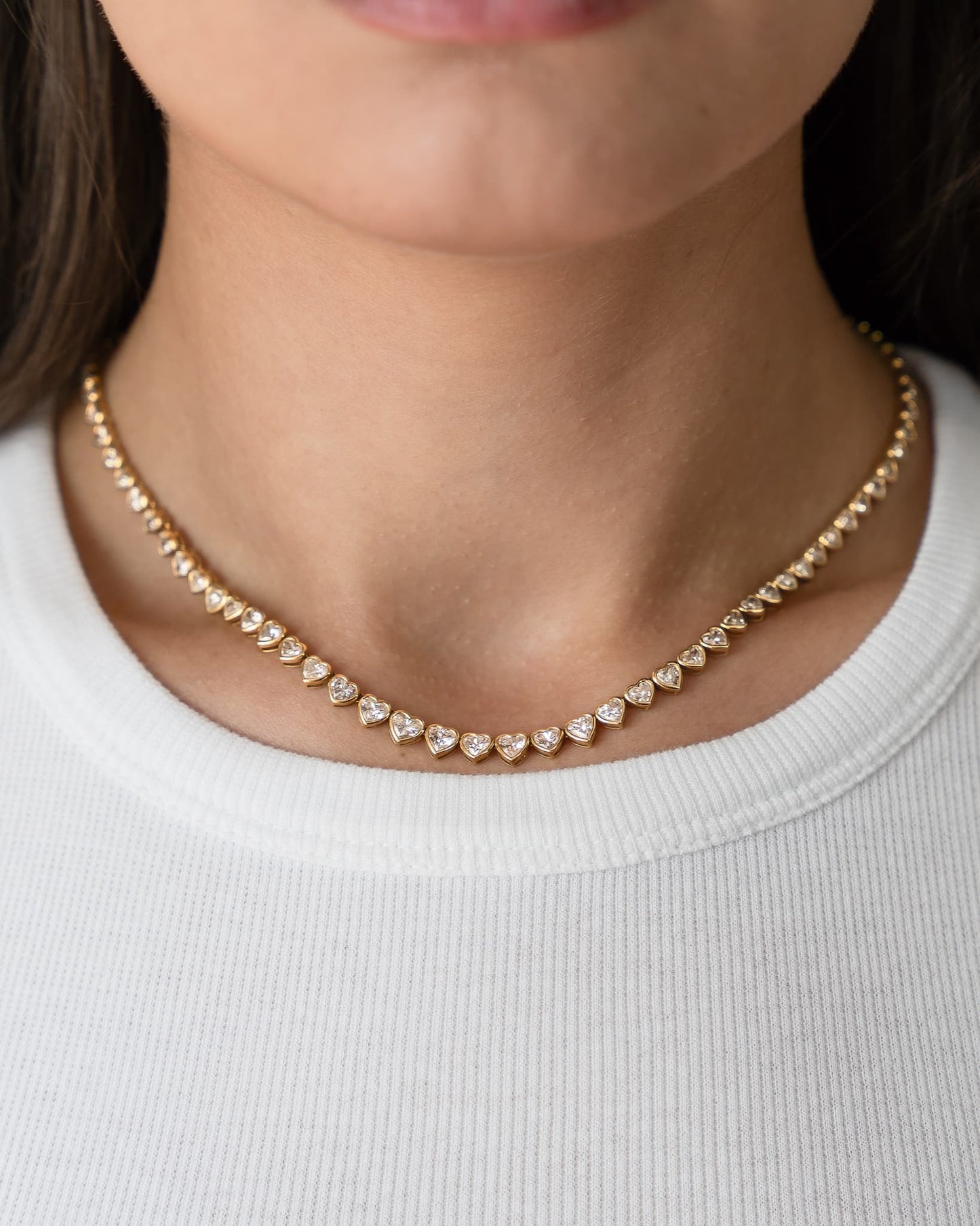 Bezel Set Heart Diamond Necklace
