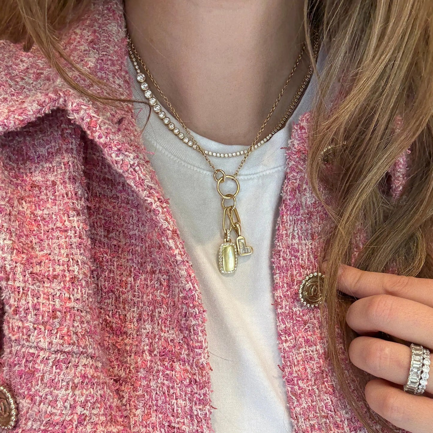 Celeste | Asymmetrical Bezel Set Tennis Necklace