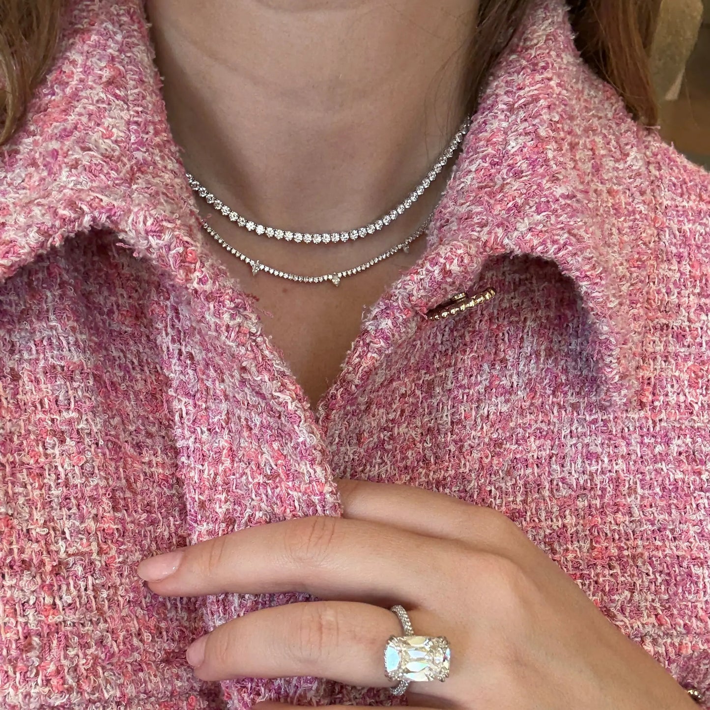 3 Prong Diamond Tennis Necklace