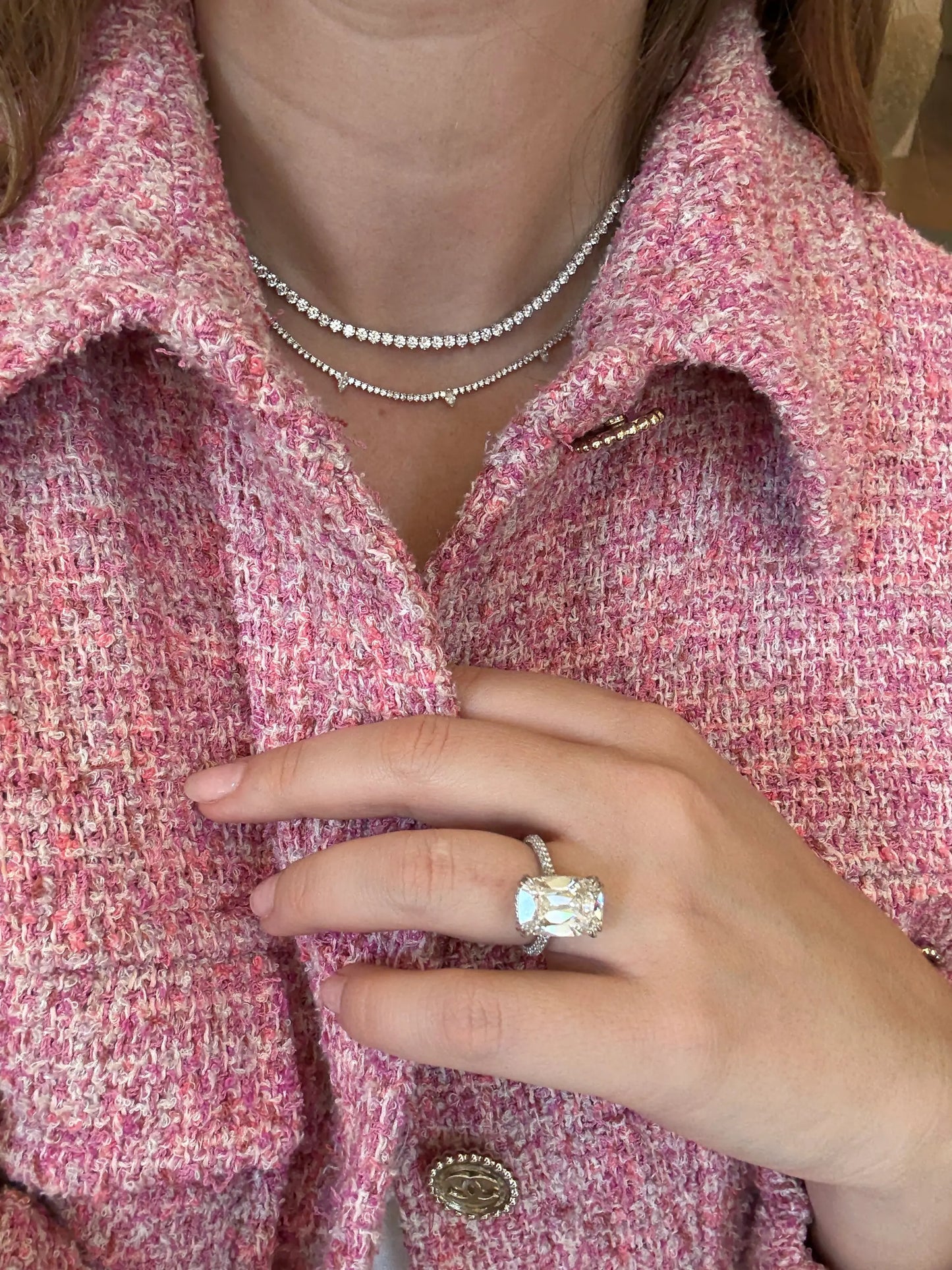 Round and Marquise Diamond Tennis Necklace