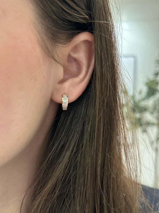 Ava | Baguette Channel Set Hoops