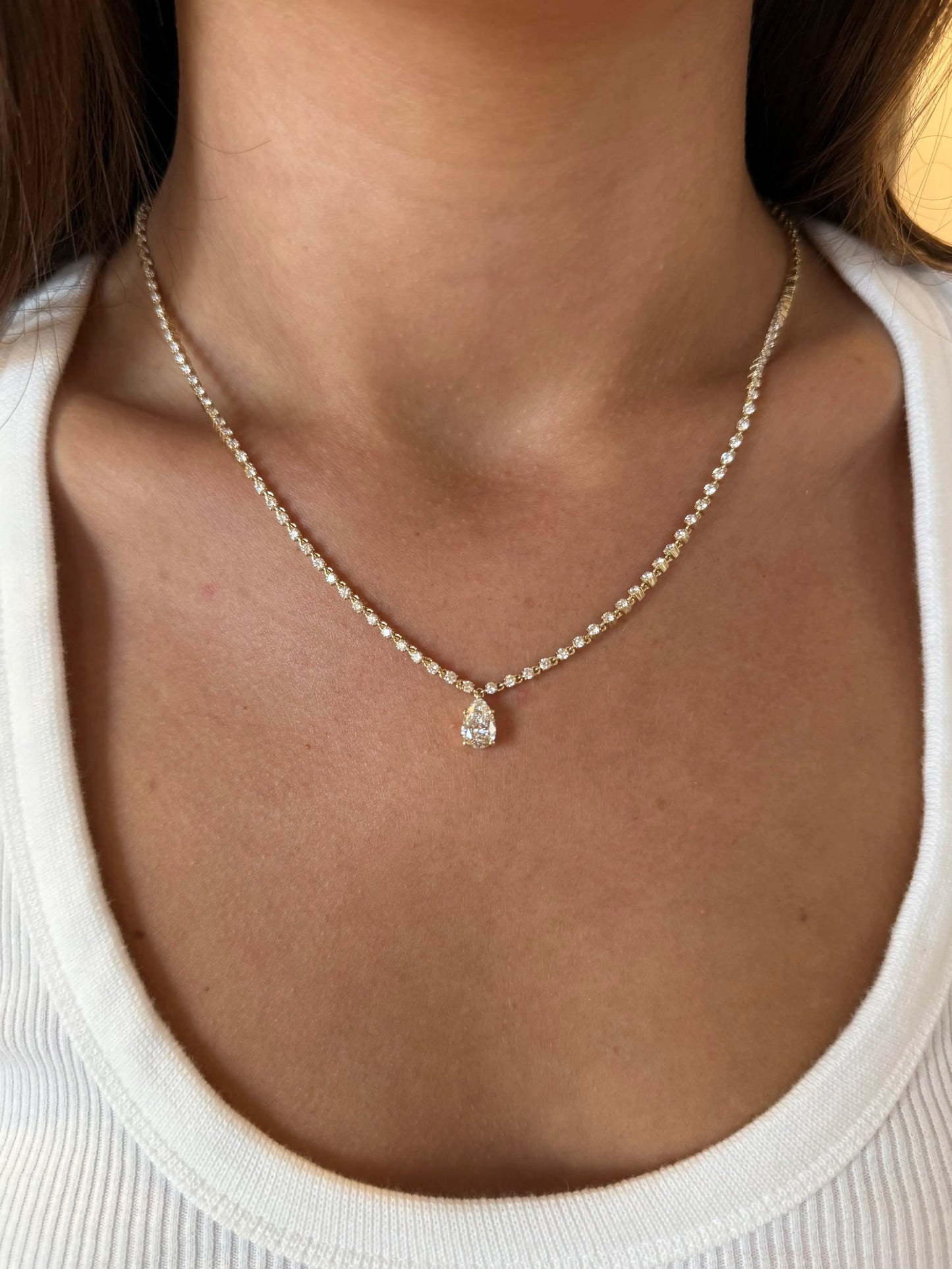 Zoe | Diamond Chain with Drop Down Pendant