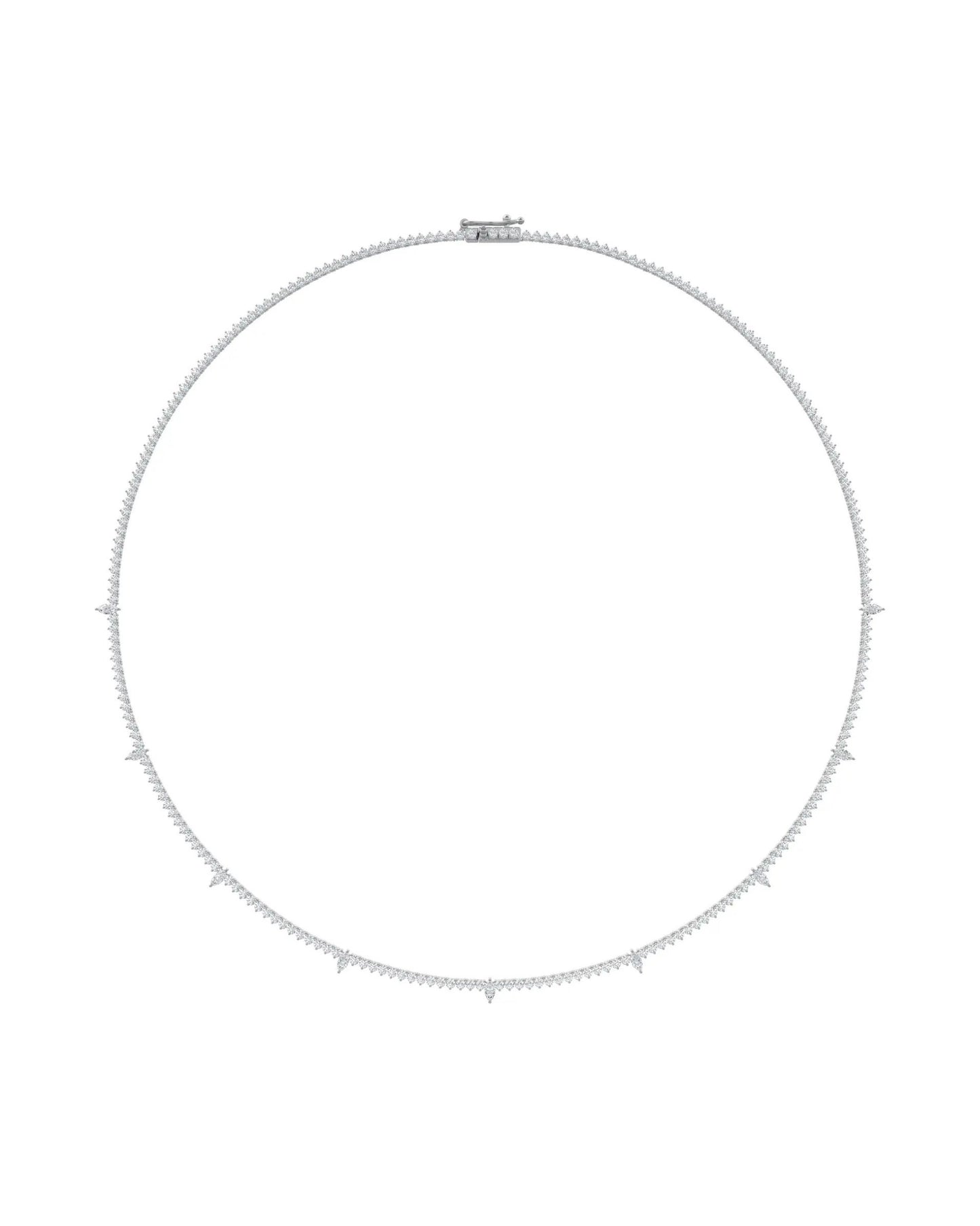 Round and Marquise Diamond Tennis Necklace