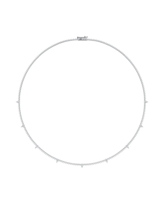 Round and Marquise Diamond Tennis Necklace