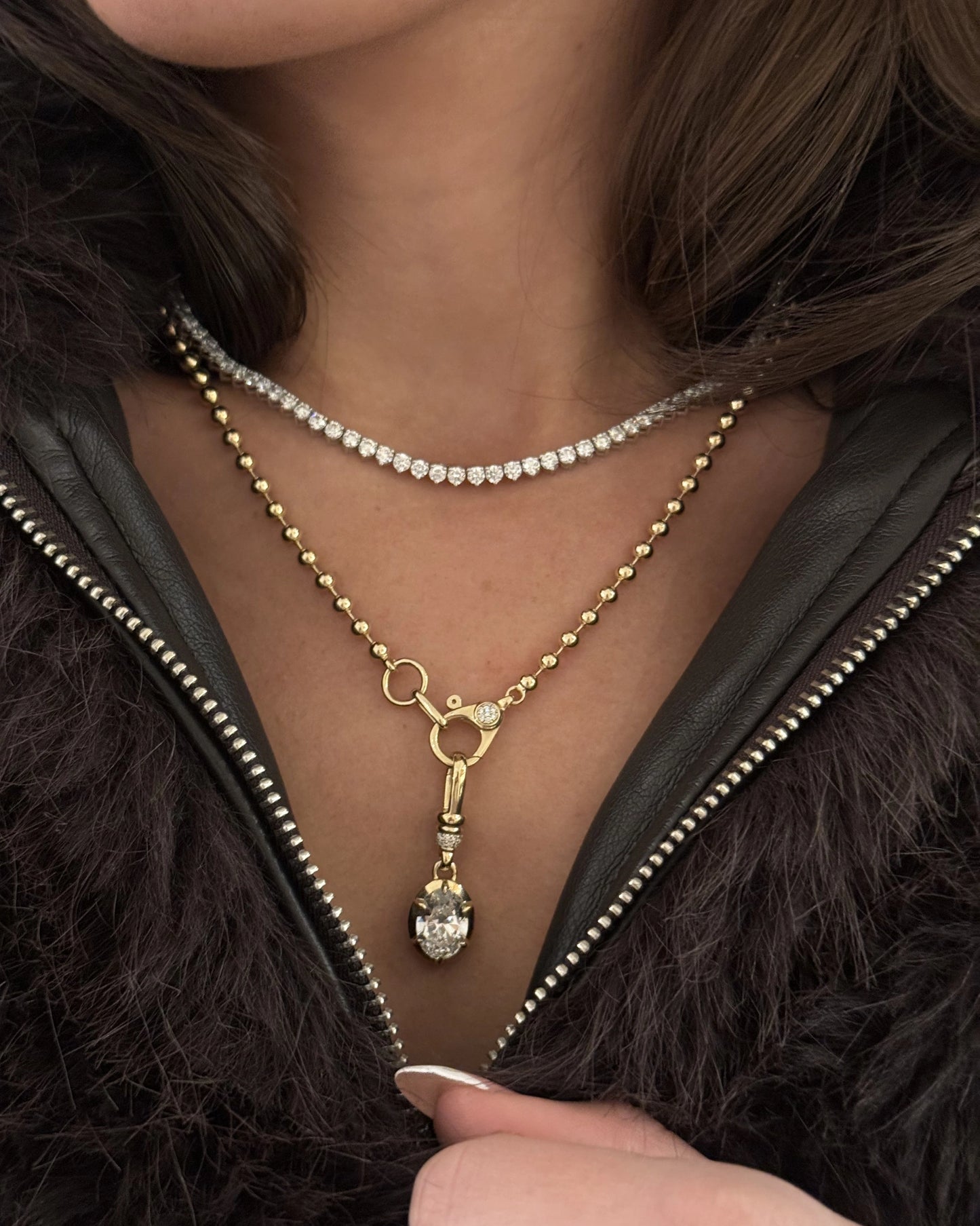 Bead Chain with a Diamond Clasp