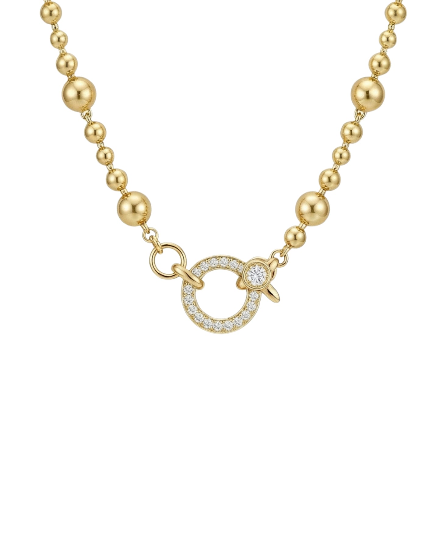 Graduated Bead Chain with a Diamond Clasp