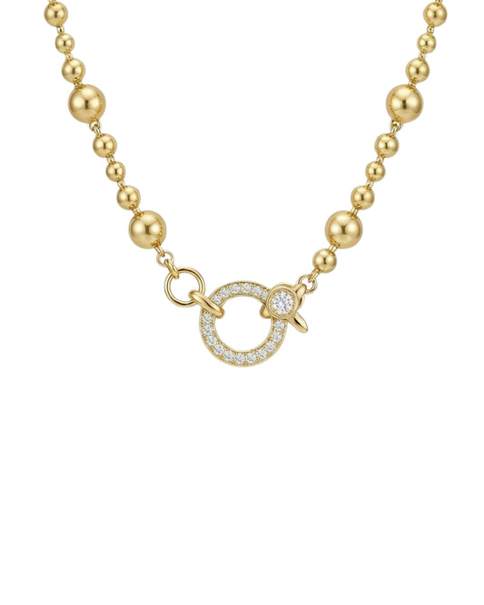 Graduated Bead Chain with a Diamond Clasp