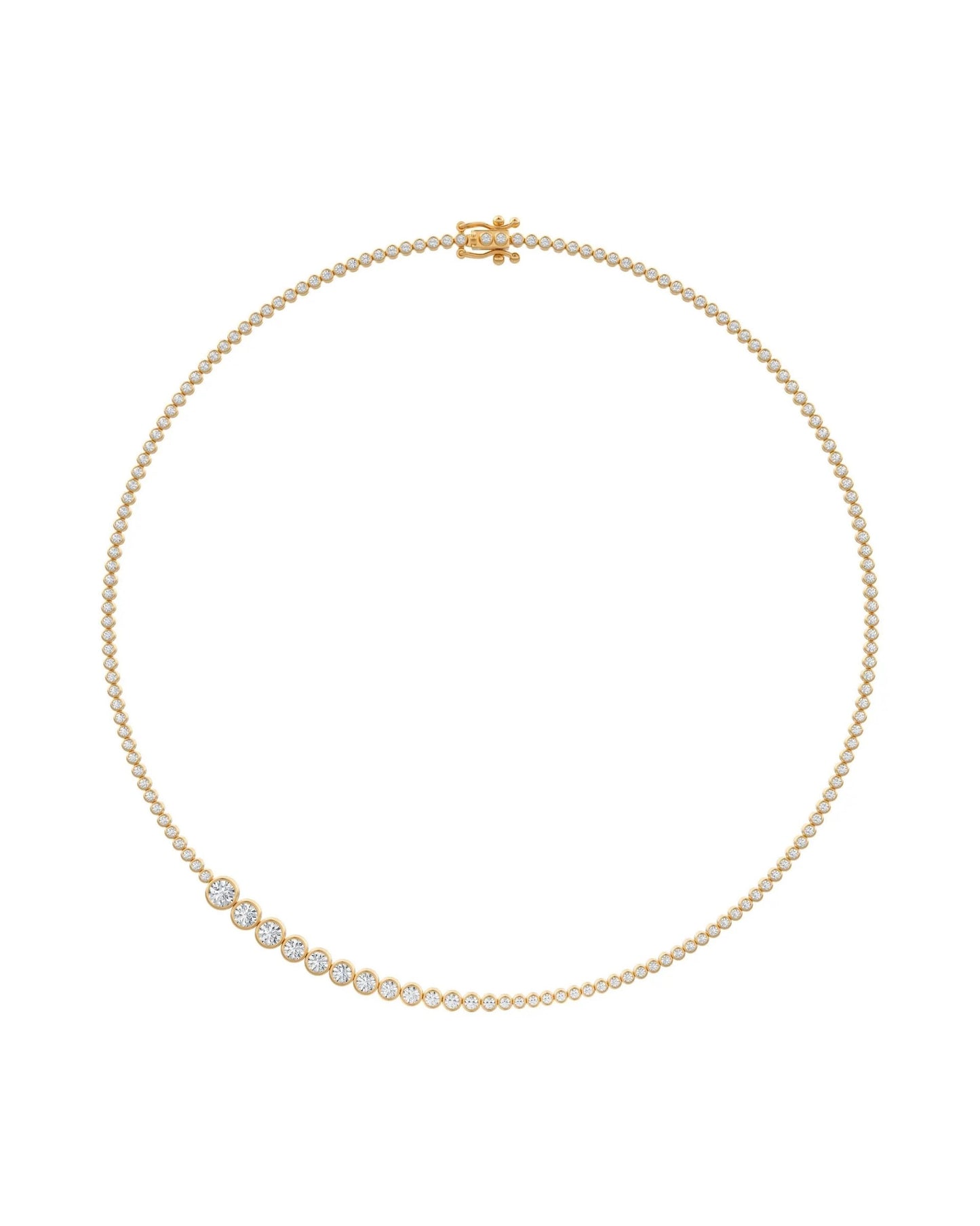 Celeste | Asymmetrical Bezel Set Tennis Necklace