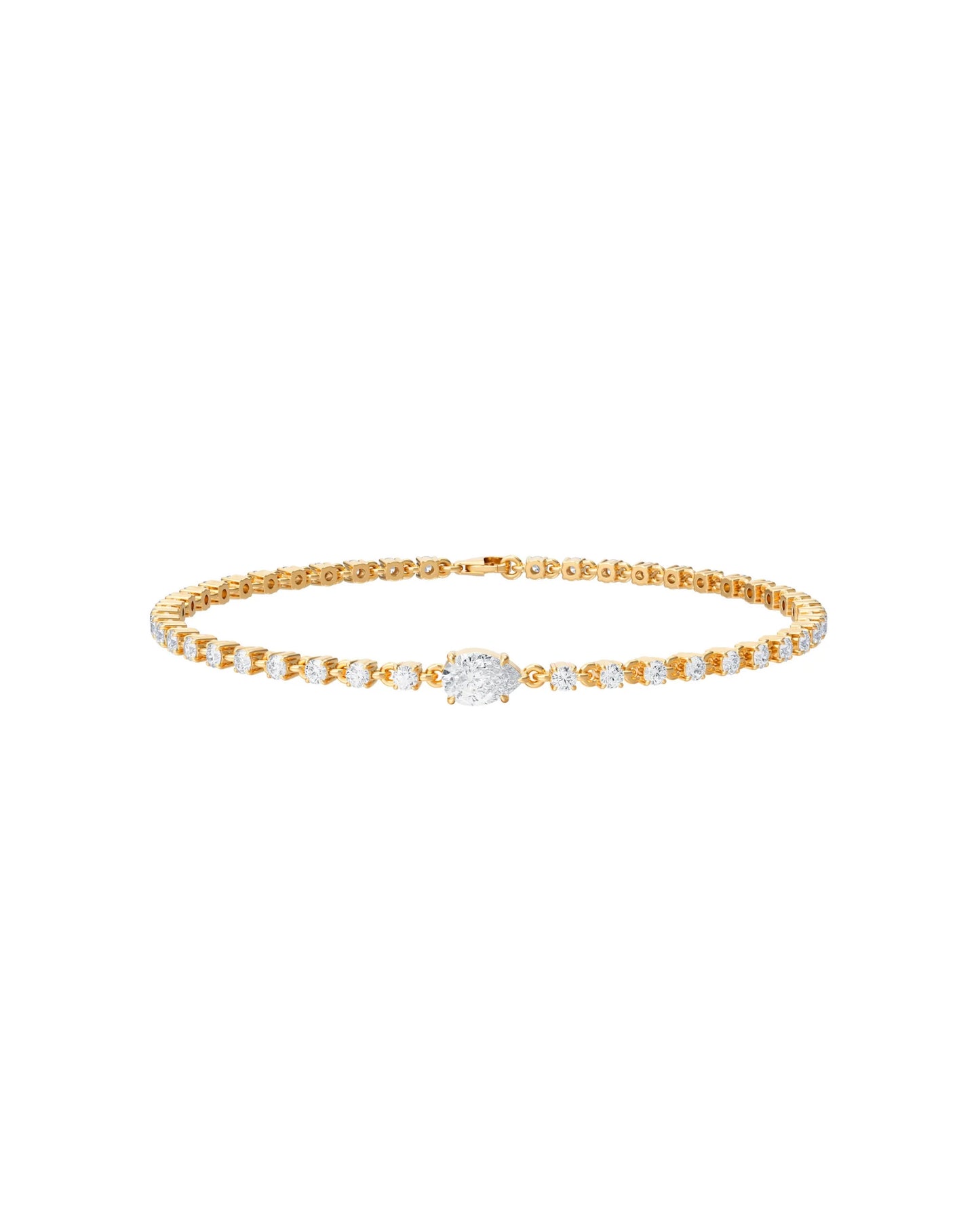 Stefanie | Diamond Chain Bracelet with Pear Solitaire