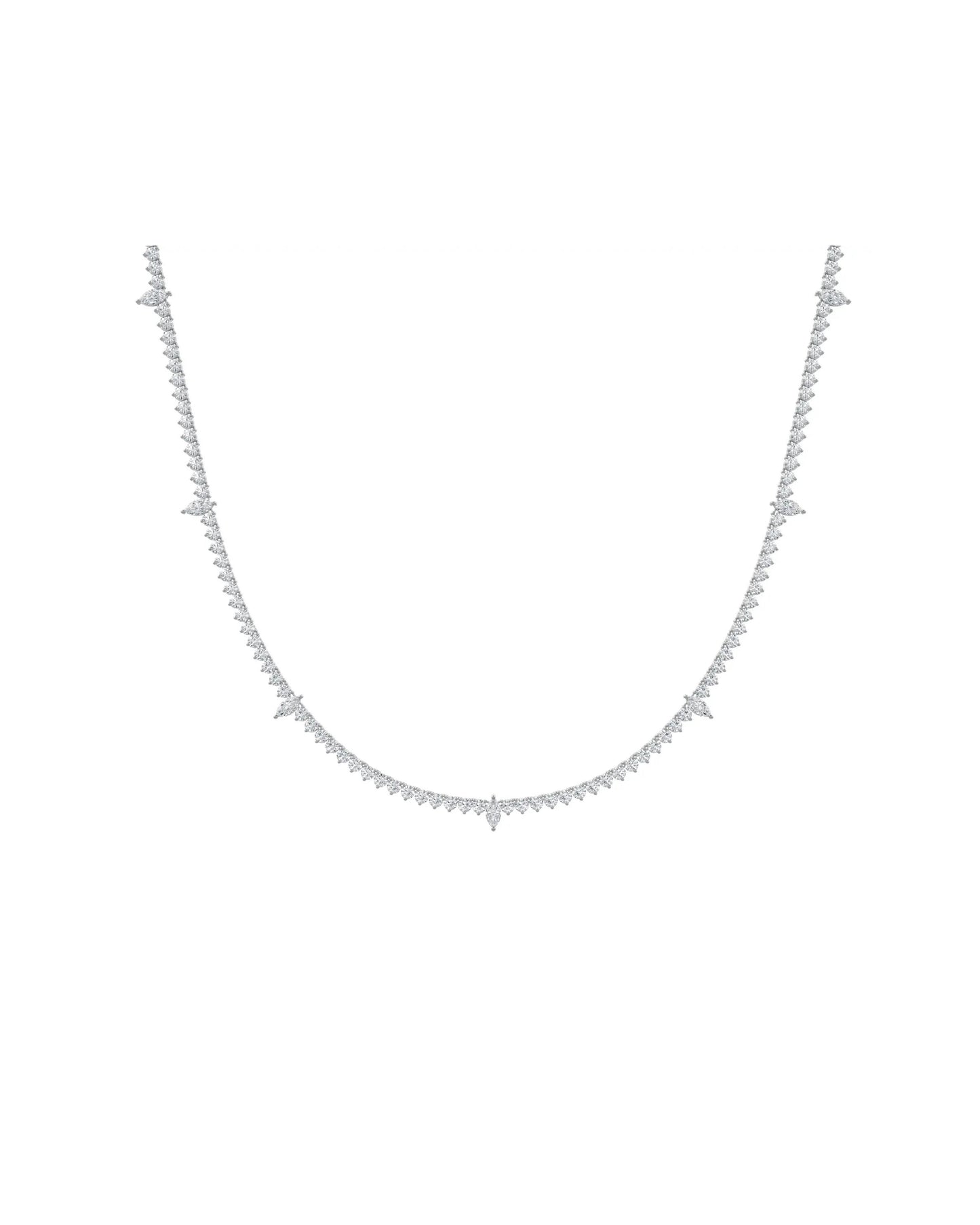 Round and Marquise Diamond Tennis Necklace
